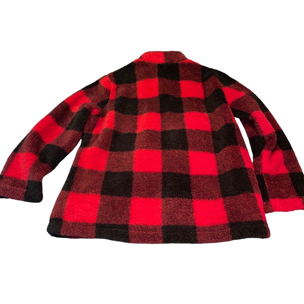 Ethyl Clothing Gorpcore Winter Pullover Women XL Red Black Buffalo Plaid Sherpa - Picture 2 of 7